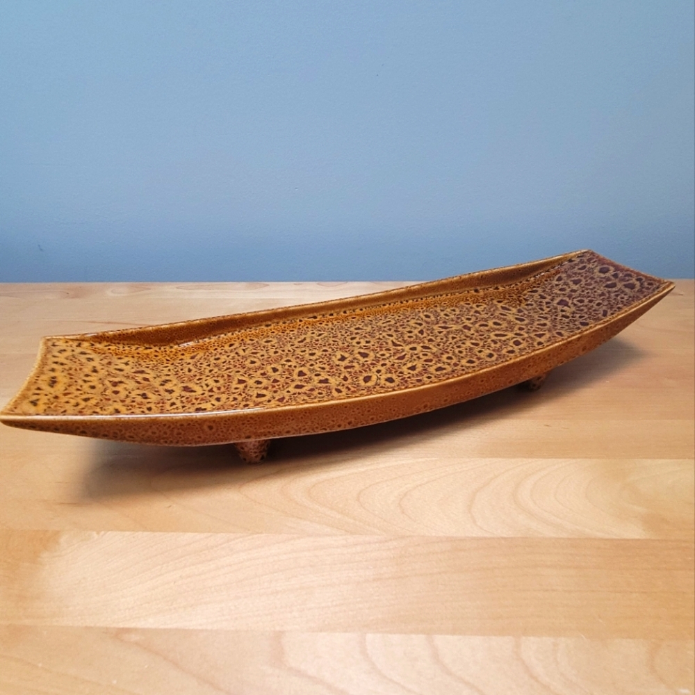 PARTYLITE | Vintage Speckled Rust & Brown Ceramic Footed  Candle Holder